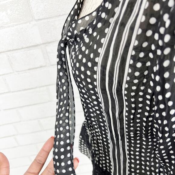 Robbie Bee Stylish Sheer Polka Dot Blouse Size Medium - Picture 6 of 9